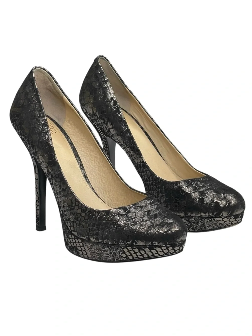Joan & David ☀︎︎ Metallic Animal Print Platform Pumps Heels ☀︎︎ Black ☀︎︎ 8.5M
